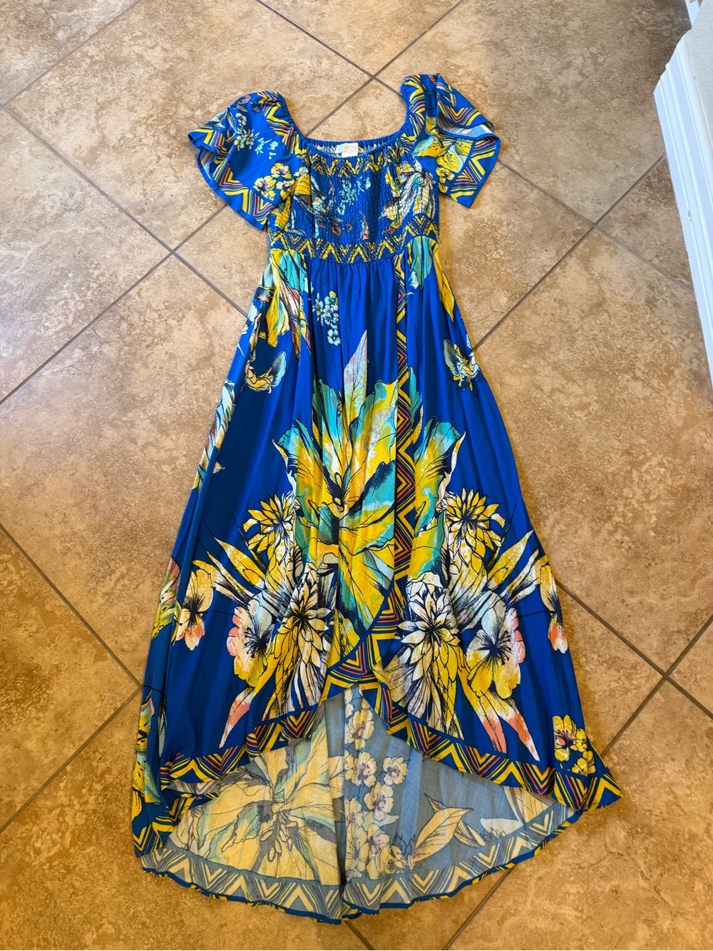 Blue & Yellow Floral Maxi Dress